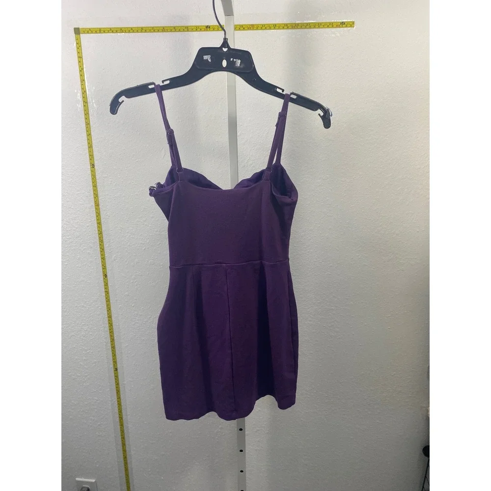 Socialite Purple Mini Dress Sleeveless Notched Neck‎ Bodycon Cami Slit XS